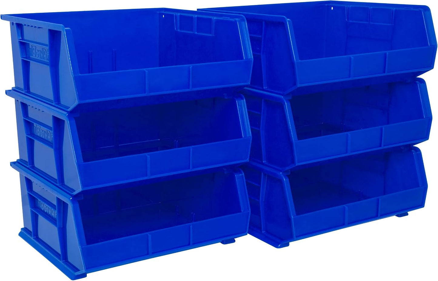 Akro-Mils 30250 AkroBins Plastic Storage Bins, 15"x16"x7", Blue, 6-Pack | Space-Saving Stackable Bins for Garage, Pantry, Craft Organization