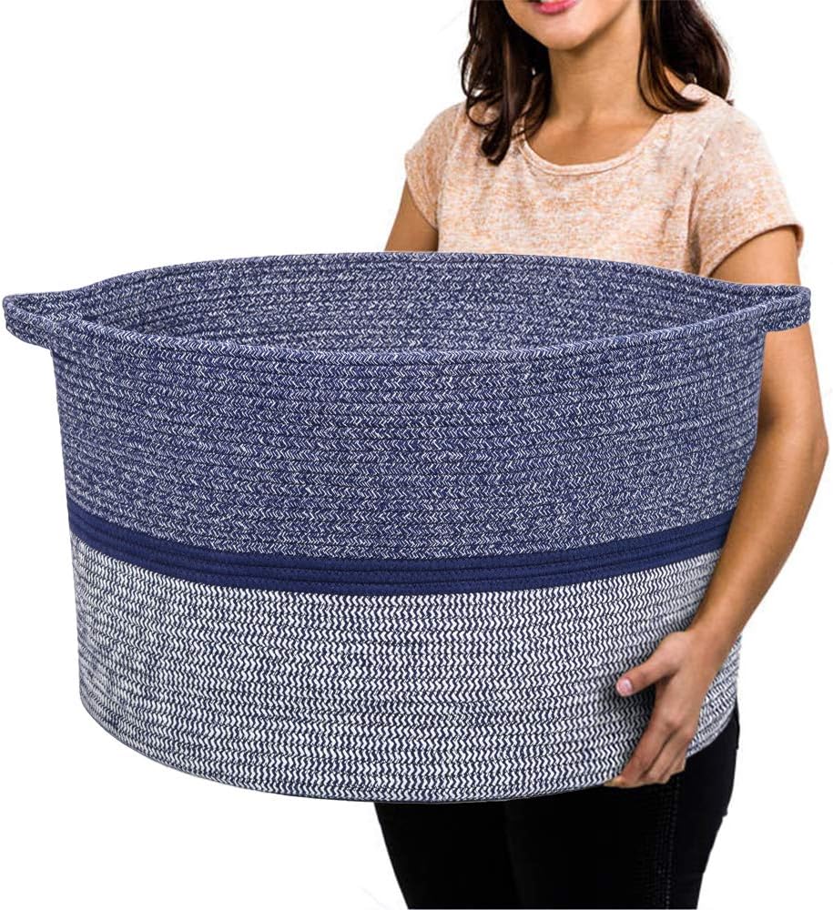 R RUNKA Extra Large Cotton Rope Basket 22" x 14"| Toy Basket