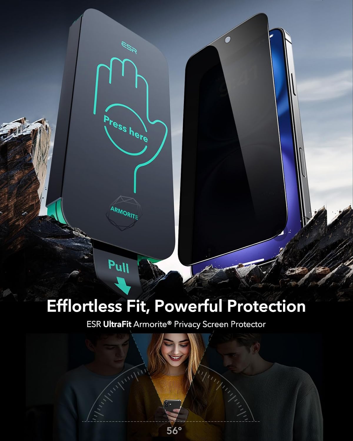 ESR 3 Pack for iPhone 16 Plus/15 Plus Privacy Screen Protector, Armorite