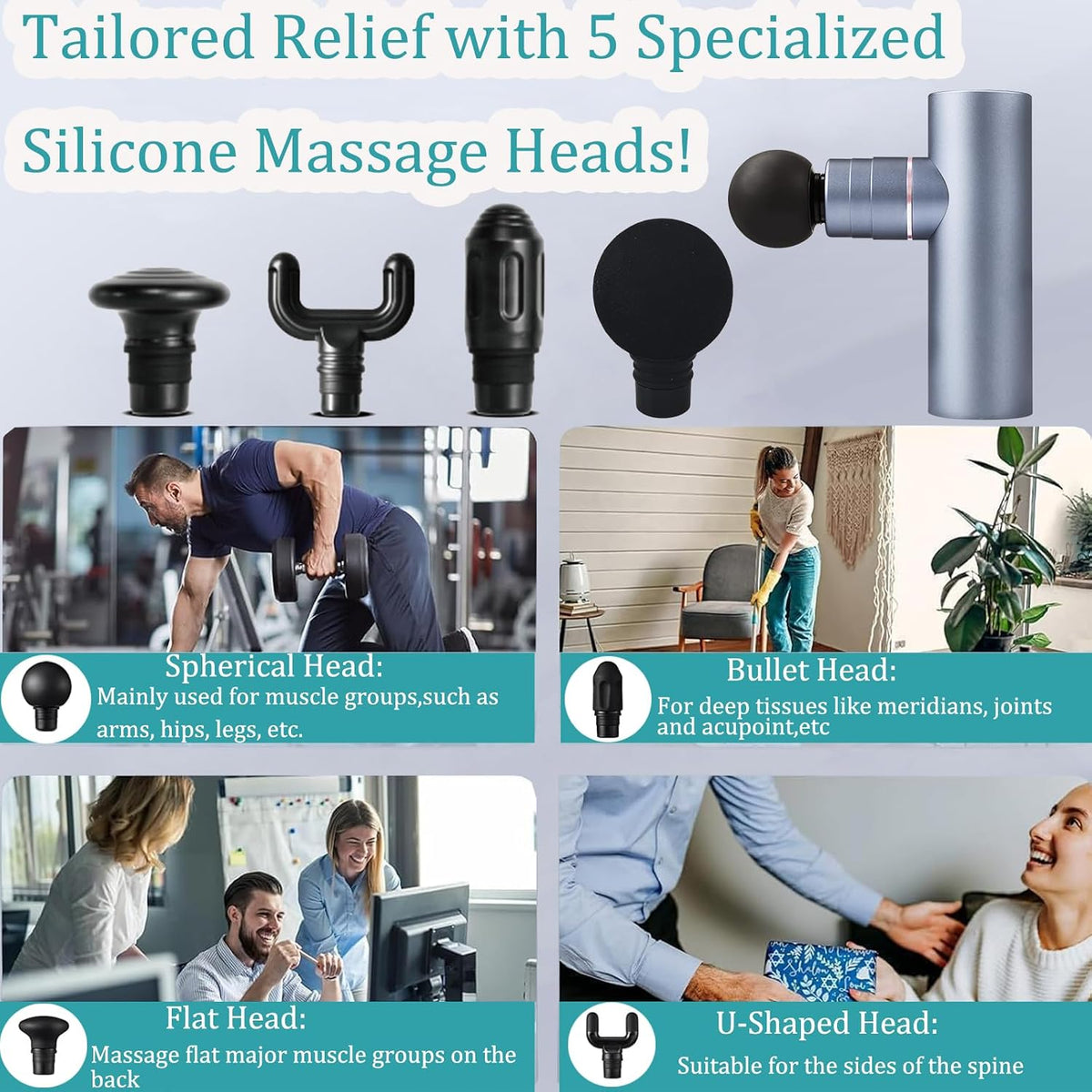 Mini Massage Gun for Pain Relief, Deep Tissue Percussion Muscle Massager