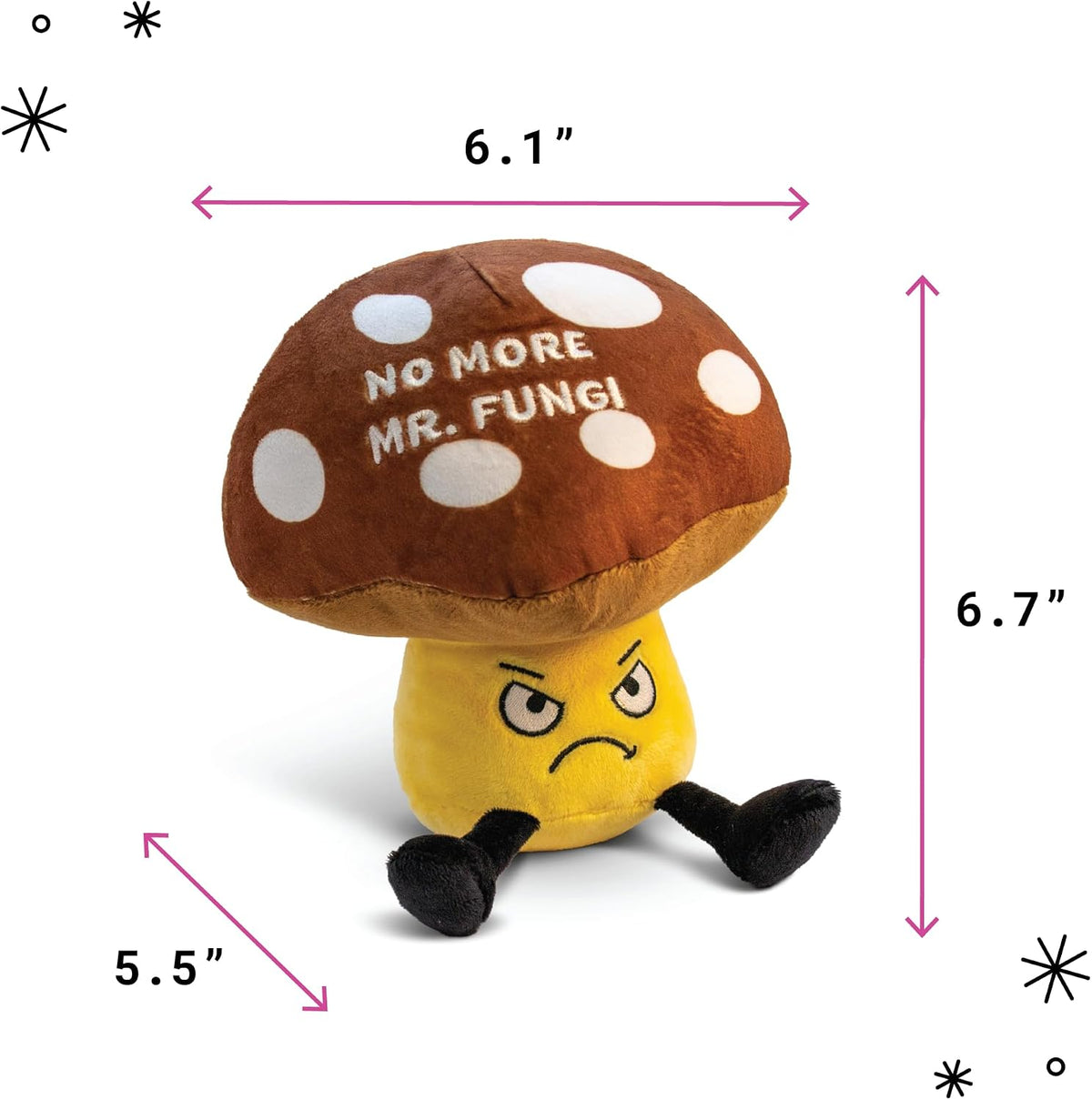 Punchkins Mushroom Plushie - No More Mr. Fungi Punny Mushroom Plush, Gift for Food Lovers, Sassy Plush Toy for Gifting