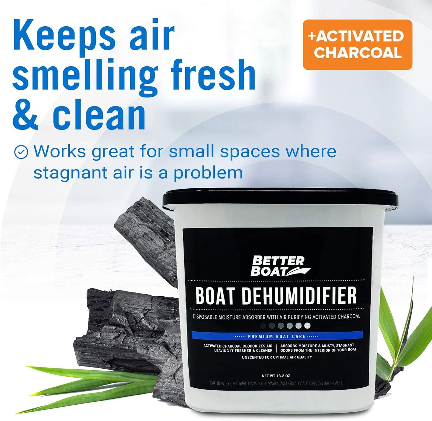 Moisture Absorber 6 Pack with Activated Charcoal Dehumidifier Bucket, Unscented Odor Absorber for Closet Basement Bathroom Boat RV, Disposable - Better Boat