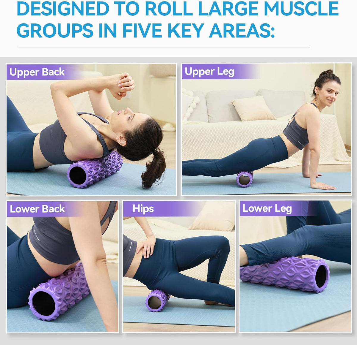 Foam Roller, 15 inch High Density Massage Roller for Exercise