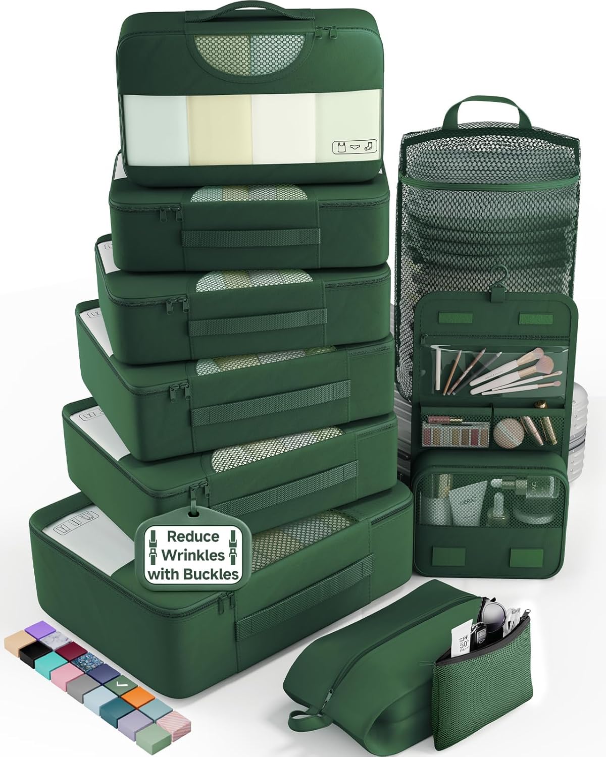 Veken 8 Set Packing Cubes for Travel Essentials, Suitcase Organizer Bags in 4 Sizes, Carry-On Luggage Accessories with Laundry Bag, Airplane Must Have, Gifts for Women Men