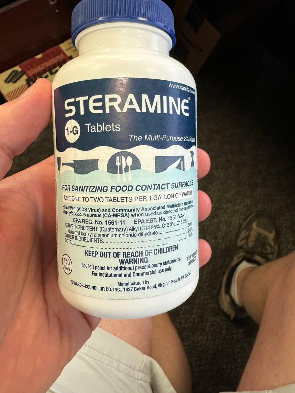 6 Bottles Steramine Sanitizer Tablets w/15x QT-10 Test Strip - Multi Purpose Steramine Sanitizing Tablets for Food Contact Surface, Kitchen, Restaurant, Diner & Food Service by FryOilSaver (900 Count)