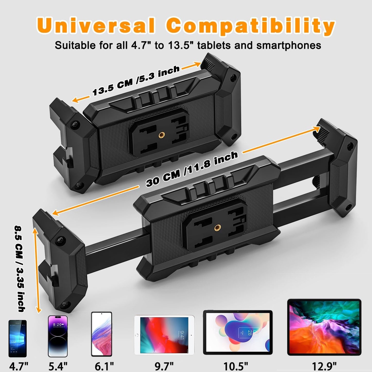 Tablet Stand Holder, Heavy Duty Gooseneck iPad Desk Mount with C-Clamp, Flexible Arm for Kitchen/Office/Video Recording, Shake-Free Stand for 4.7-13.5" Tablet/Phone,