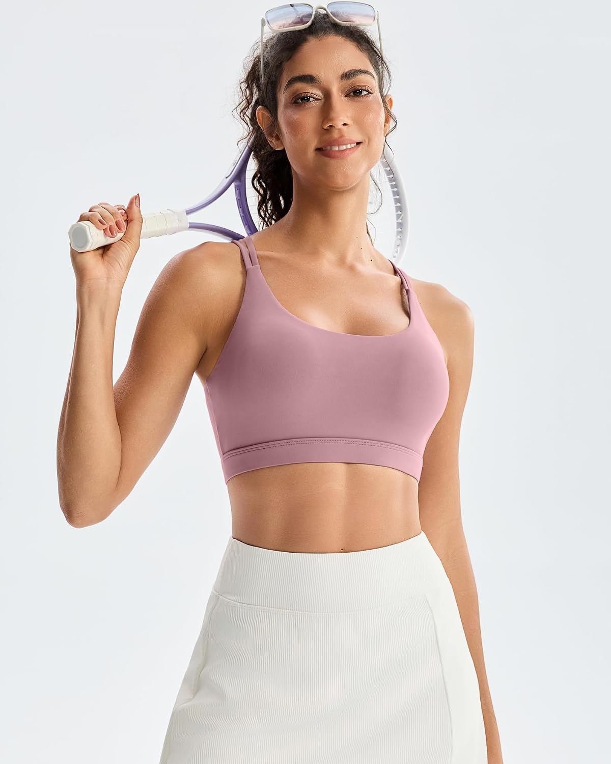 RUNNING GIRL Sports Bras for Women,Padded Sports Bra Tank Top Sexy Crisscross Back High Impact Longline Workout Yoga Bra