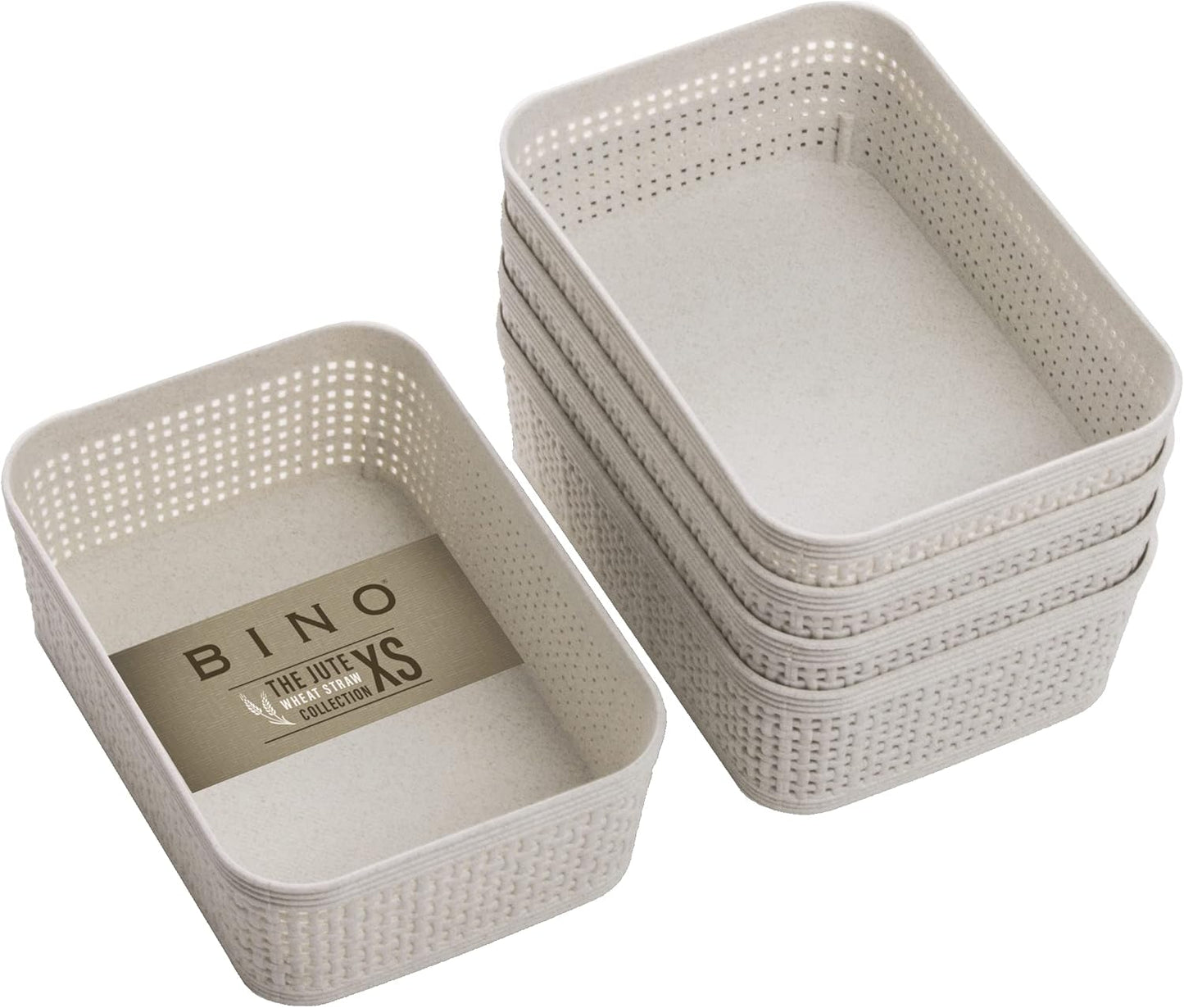 BINO | Woven Plastic Basket | XS (Black), 5-Pack | THE JUTE COLLECTION | Home Organization, Space - Saving Storage, Stylish Design | Jute Basket | Plastic Storage Basket
