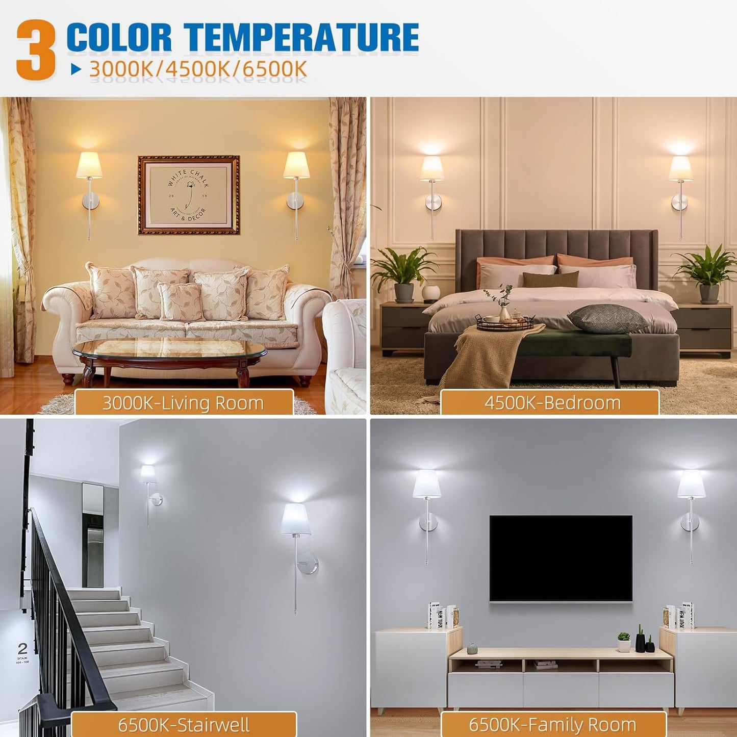 NIORSUN Battery Operated Wall Sconce Set of 2,Brushed Nickel Rechargeable Wall Lights with 10400mAh Dimmable Detachable Bulbs and Remote, 10 Colors Wireless Sconces for Bedroom Living Room Hallway