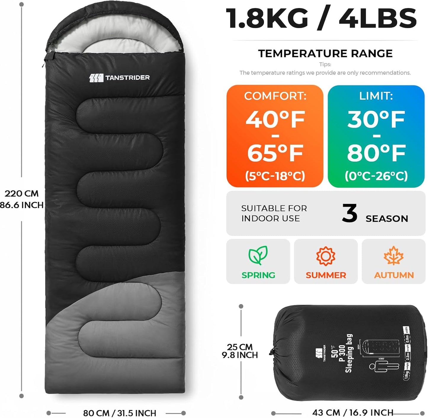 Sleeping Bag for Adults Warm Weather, Compact Lightweight Backpacking Sleeping Bag with Compression Sack, Camping Essentials Gear for Hiking Travel Climbing Outdoor & Indoor Use