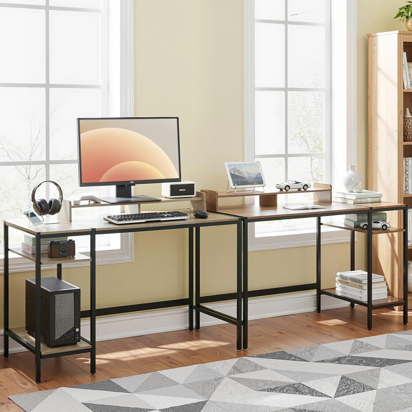 MINOSYS Computer Desk 47-inch with Storage Shelf - Vintage Ideal Gaming Desk for Bedrooms, Small Spaces, and Home Offices Modern Writing Desk for PCs.