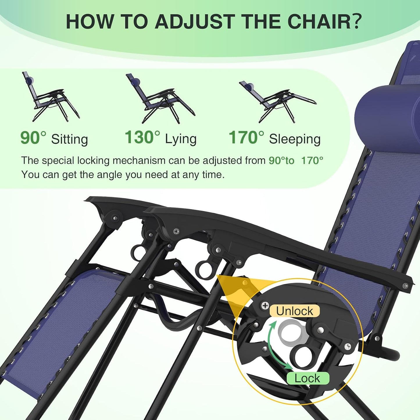 Suteck Zero Gravity Chairs Set of 2, Zero Gravity Lounge Chair w/Upgraded Lock, Big Cup Holder and Pillow, Reclining Patio Chairs Folding Recliner for Indoor and Outdoor