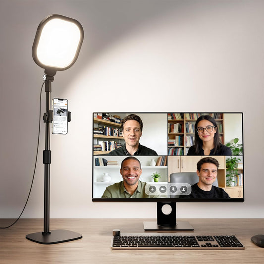 Zoom Lighting for Computer, Adjustable Desk Lighting for Video Calls, 30 Light Modes Video Conference Light, Desk Ring Light with Stand for Webcam, Meetings, Live Stream, Home Office. CRI 97.8