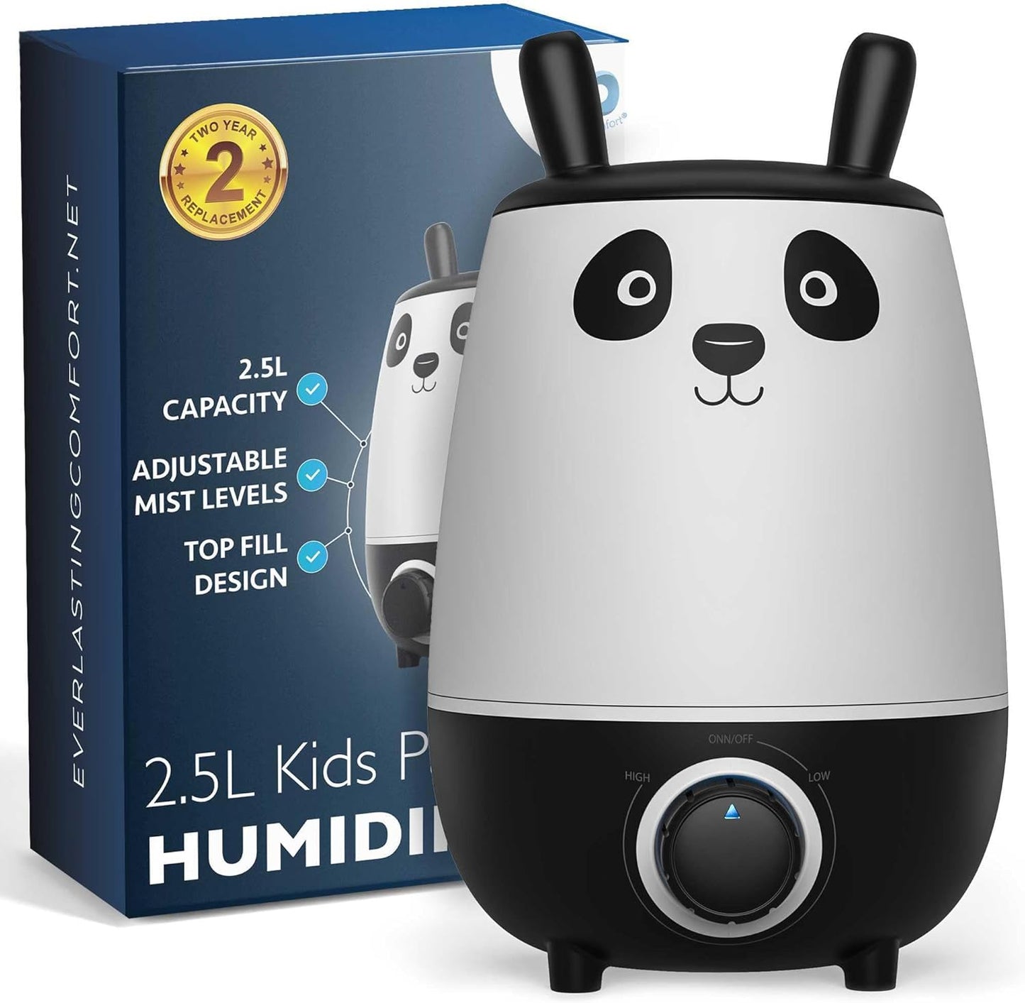 Everlasting Comfort 2.5L Kids Humidifiers for Bedroom - Easy to Clean 24HR Runtime No-Filter Quiet Kids & Baby Humidifier for Nursery, Home, Plants, Allergies, Dry Skin, Congestion, Indoor