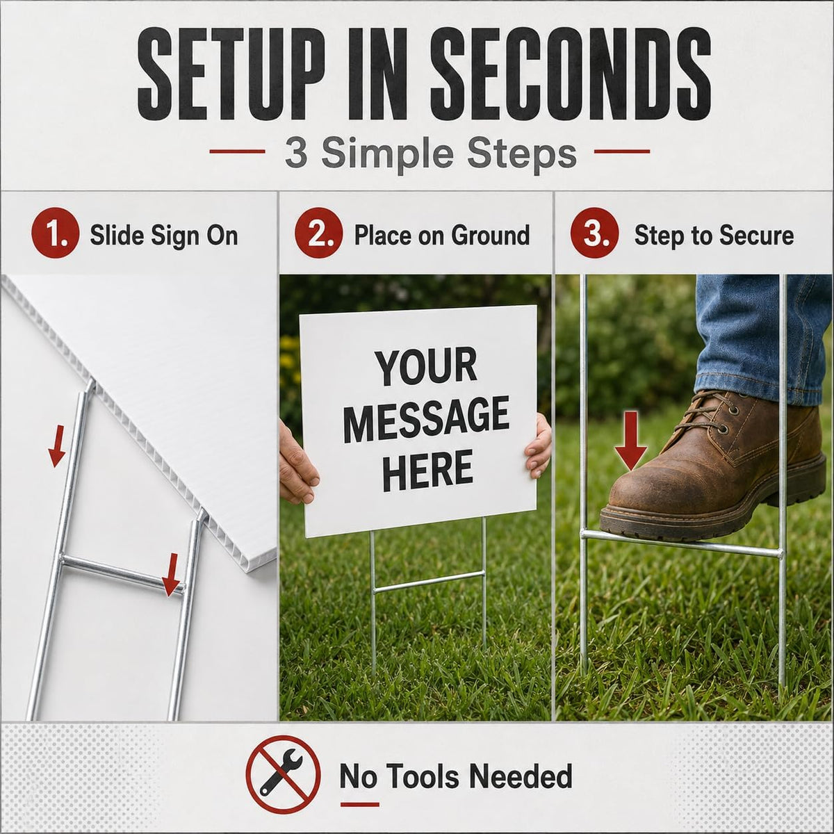 Yard Sign Stakes 30x10 - H Stakes for Yard Signs, 50 Pack