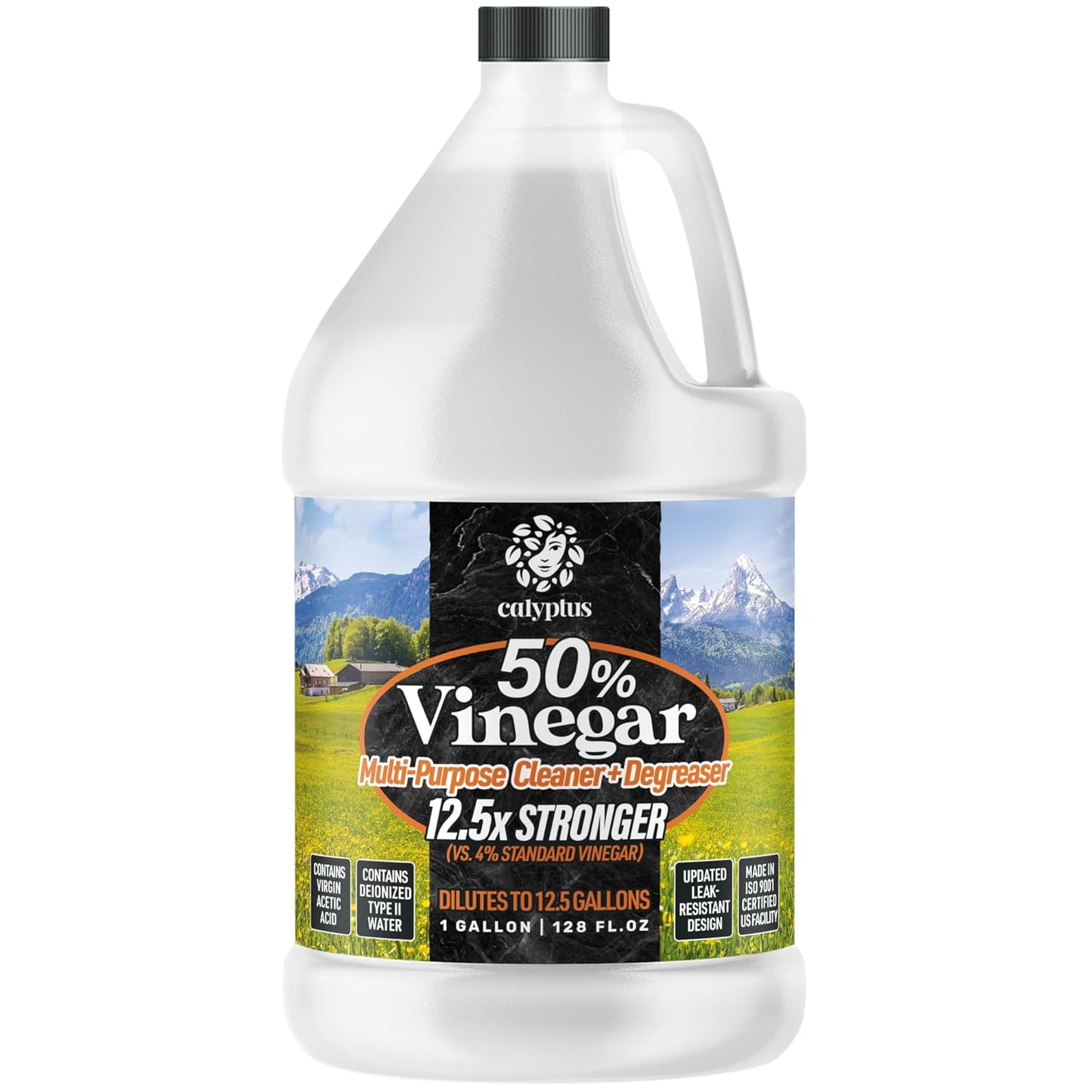 Calyptus 50% Pure Concentrated Vinegar | Maximum-Performance (12.5X) Power | Technical Grade | Dilutes Easily to 5% Acidity (1.5 Cups per Gallon) | Home and Outdoor Cleaning Concentrate | 2 Gallon