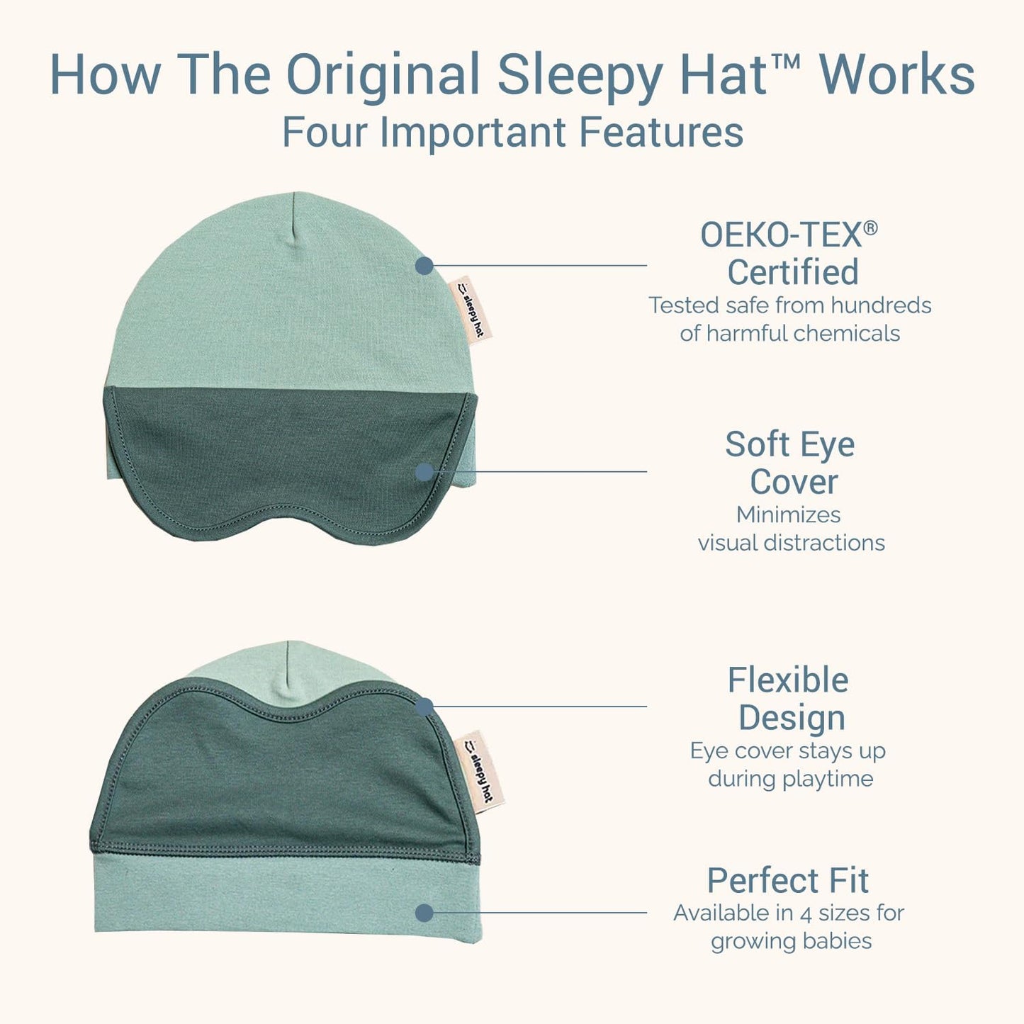 The Original Baby Sleep Mask & Soft Eye Shade – Newborn, Sun Hat & Beanie – Travel & Baby Gifts