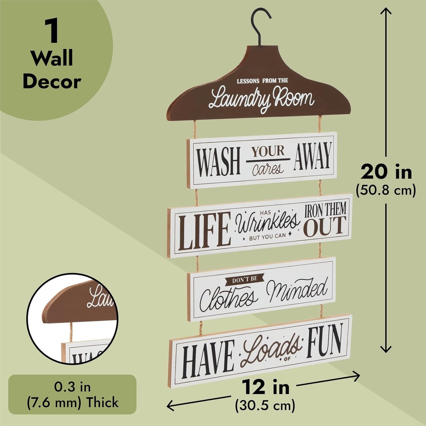 Farmlyn Creek Laundry Room Organization Sign - 12 x 20 in, Black Rustic Farmhouse - Laundry Wisdom Sign, Rustic Farmhouse Decor & Wall Decor