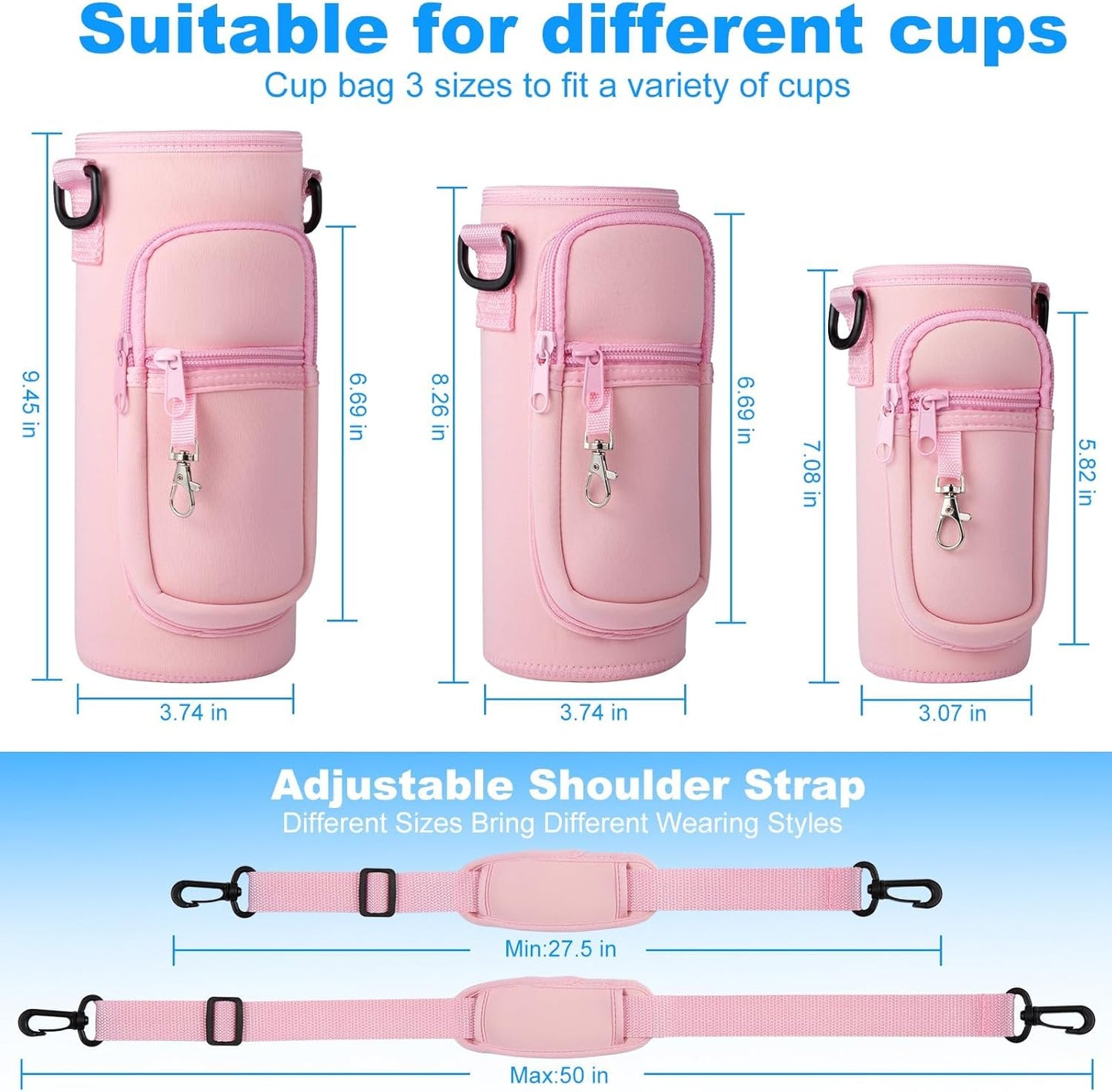 RRegeny Water Bottle Holder with Strap for Hydroflask 32oz 40oz, Carrier Sling Bag with Phone Pocket Water Bottle Sleeve for Men Women Hiking Camping Travelling