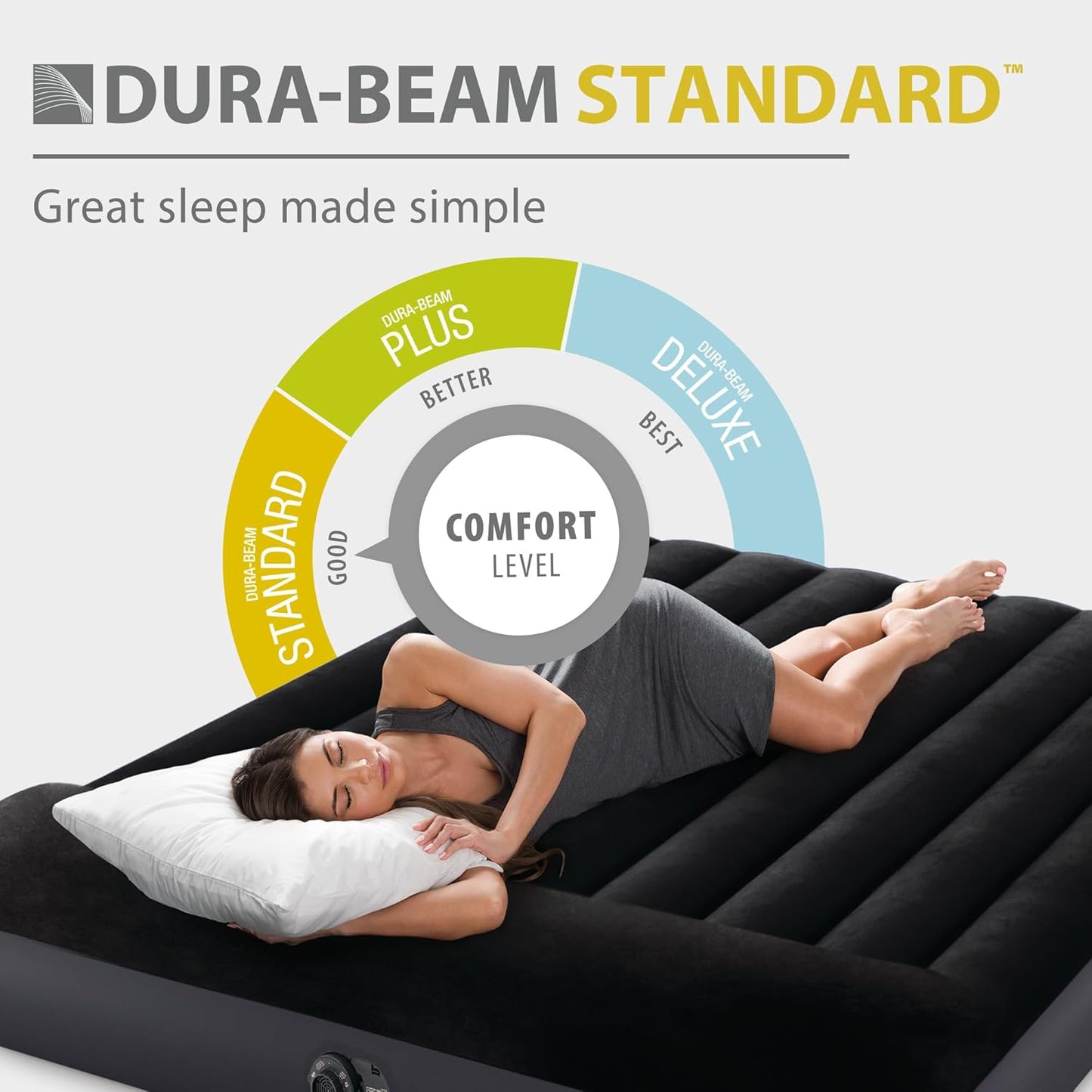 Intex Dura-Beam Standard Pillow Top Airbed Comfortable Blow Up Portable Air Mattress with Built-in Electric Pump and Carrying Bag, Twin Size, Blue