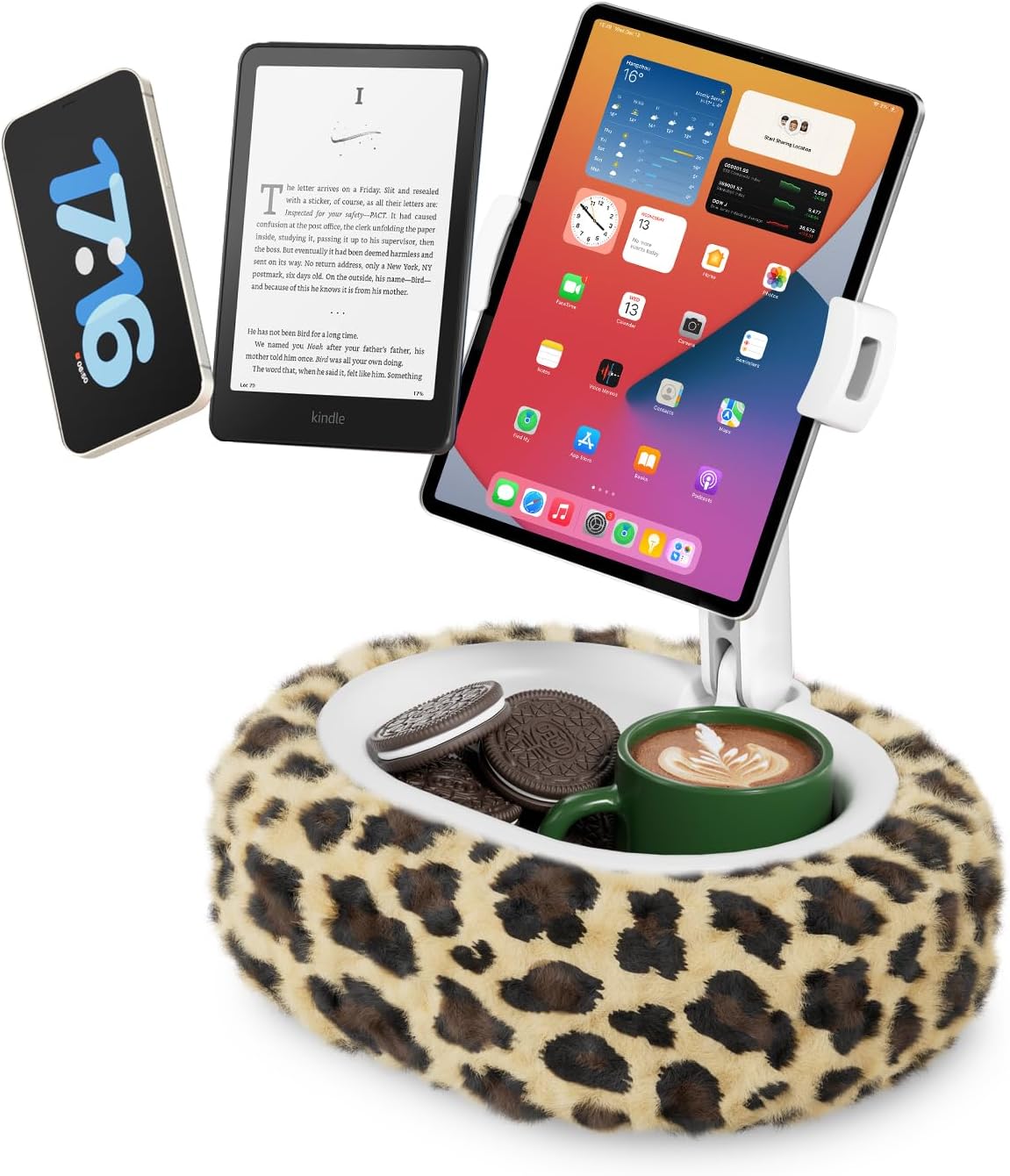 Viozon Tablet Pillow Stand,Kindle Pillow Stand, Compatible with 4-11" Tablet/Phone with Small Bowl, Kindle Holder Accessories,Idea for Reading and Video Watching On Bed,Pink