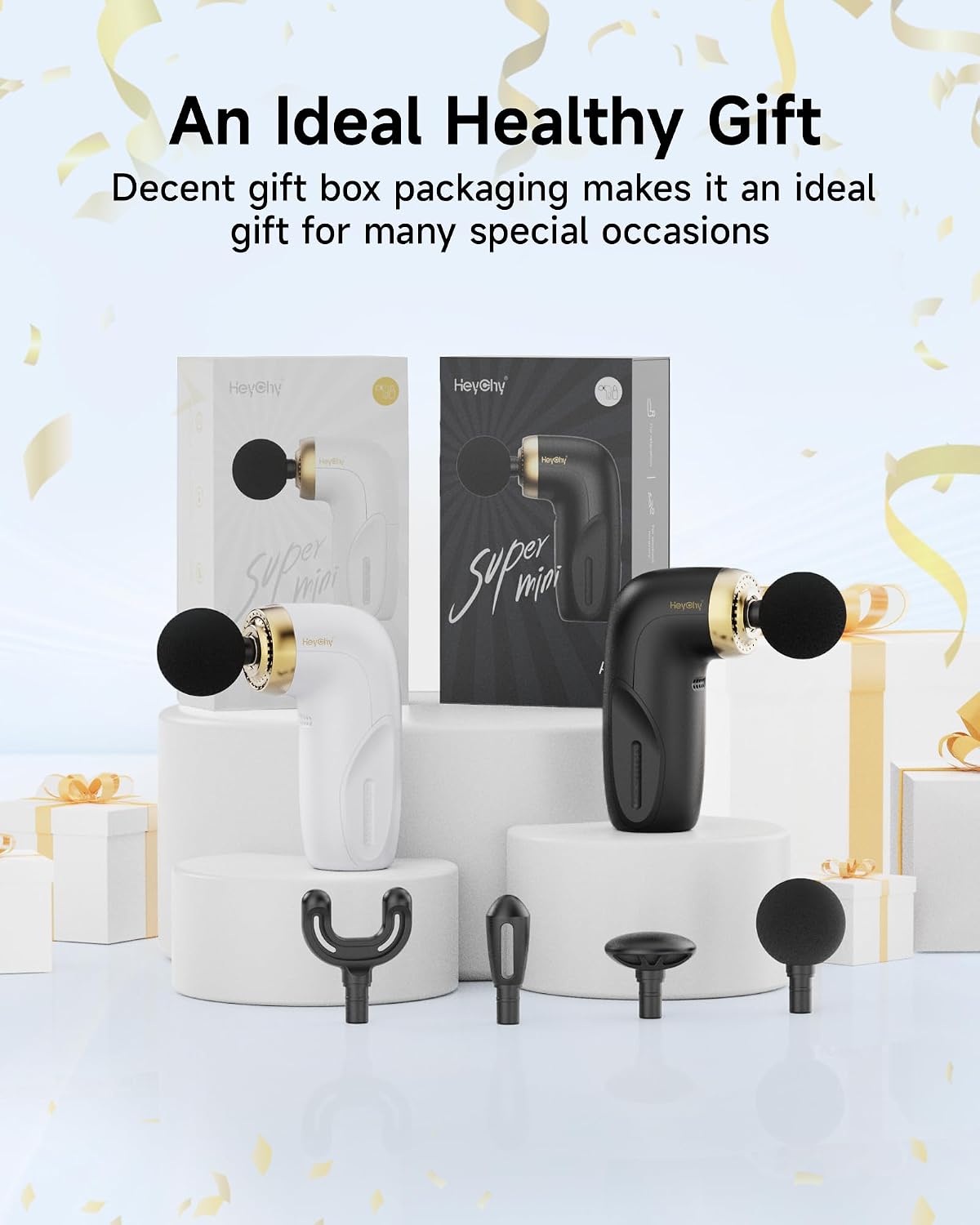 HEYCHY A1 Super Mini Massage Gun, Portable Deep Tissue Massager, White
