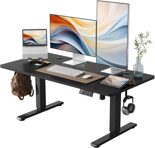 YIHAYO Low Height Adjustable Desk, Lifts 18.1-28.3 Inches, Electric Standing Desk for Short People, 48 x 24 Inches Computer Table with Splice Board for Home Office, Black