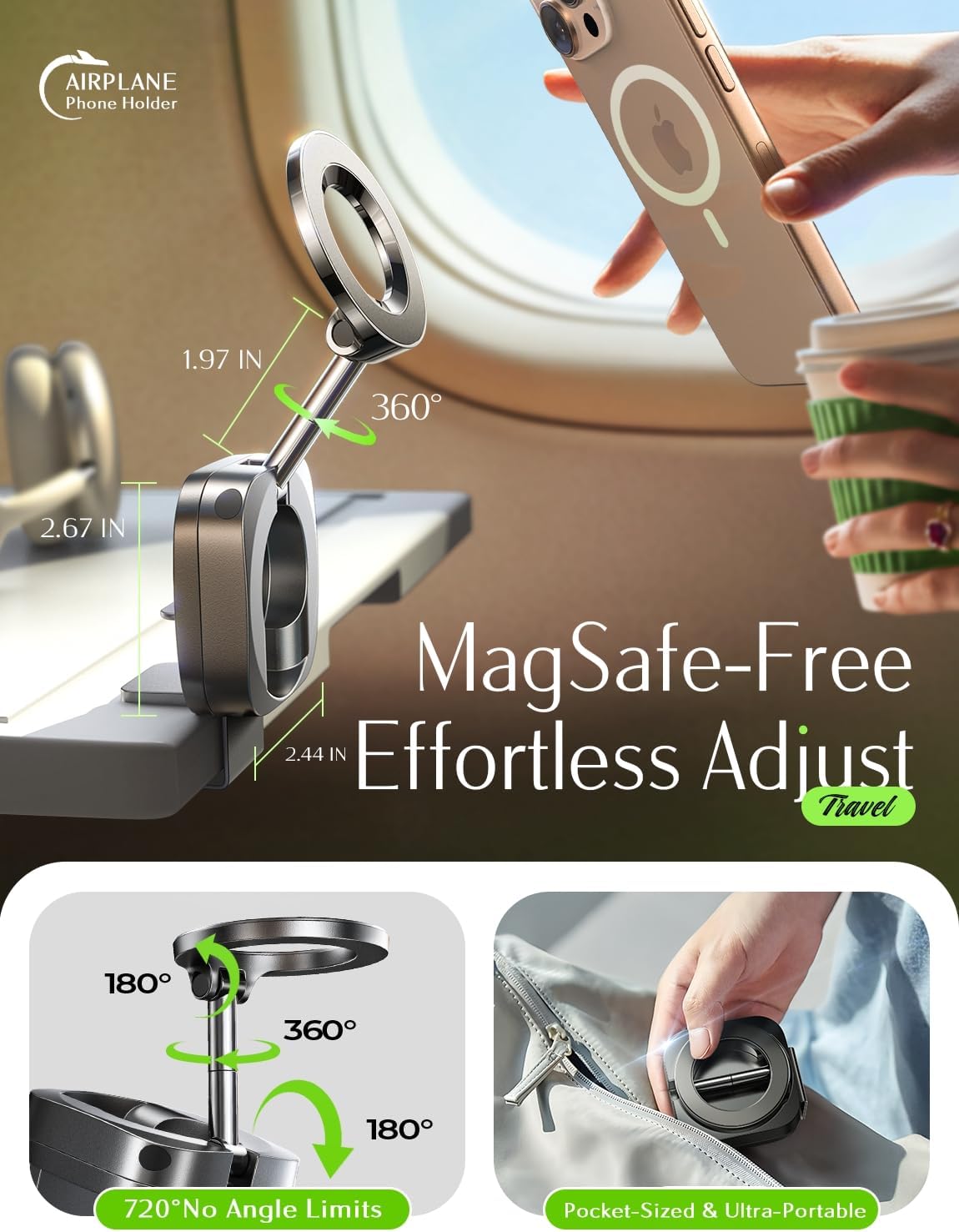 LISEN Airplane Travel Essentials for Women Men Phone Holder for Desk Cruise Vacation Essentials 2026 MagSafe Travel Size Accessories Flying Long Flight Airplane Gadgets Men Father Gifts