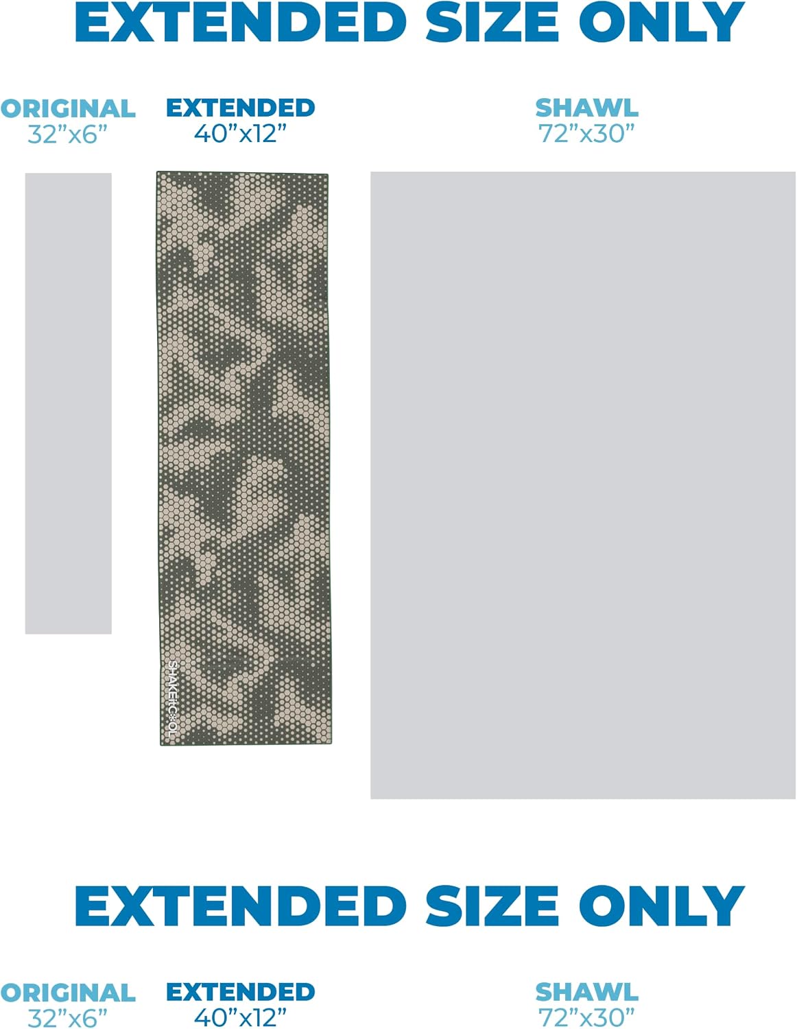 SHAKEitCOOL Extended Size Cooling Towel – Be Cool in Style - Heat Relief, Soft, Lightweight, Sun Protection, Easy Clean - Perfect for Biking, Hiking, Running, Yoga, Golf, Gardening - Green Camo M