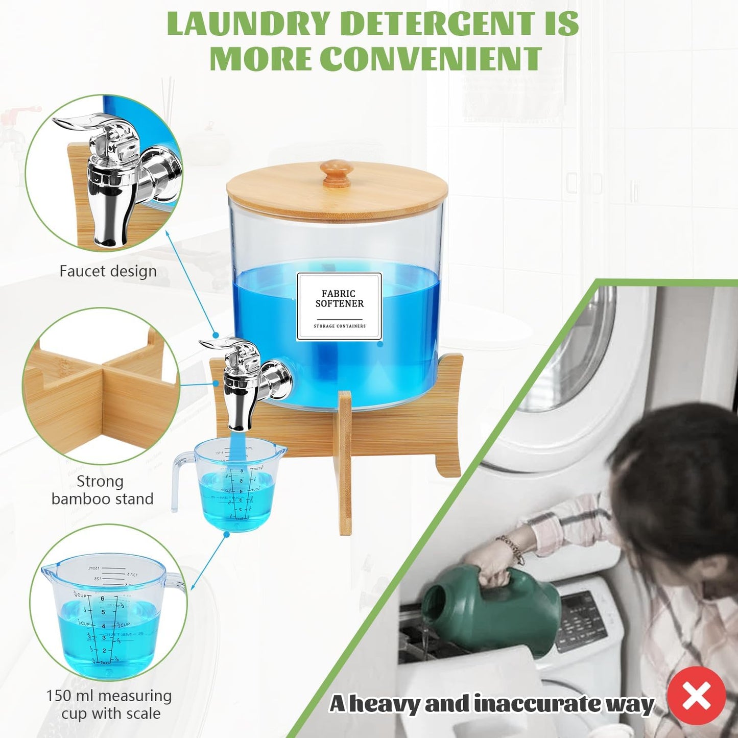Laundry Room Organization Set 12, Laundry Pods Container & Dryer Sheet Holder with Lids & Labels, Liquid Laundry Detergent Dispenser, Fabric Softener Dispenser for Detergent Powder Dryer Balls Beads