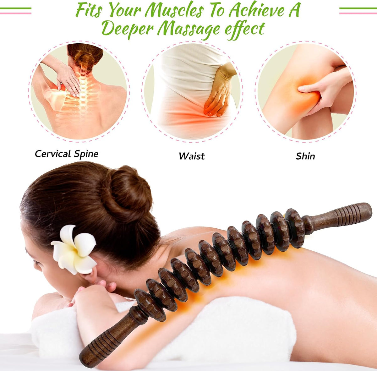 Wood Therapy Massage Roller Stick for Muscle Relief & Cellulite Reduction