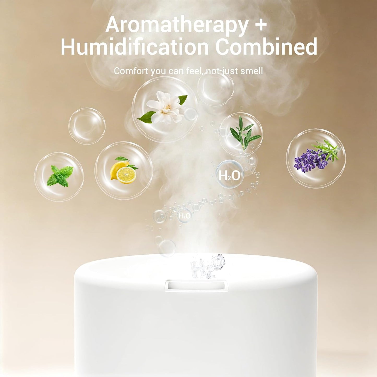 ASAKUKI Essential Oil Diffuser for Home, 300 ml Humidifier with Automatic Shut-Off, Quiet Aromatherapy Diffuser with 7 LED Lights for Living Room, Kitchen, Bedroom, Hotel - Light Brown