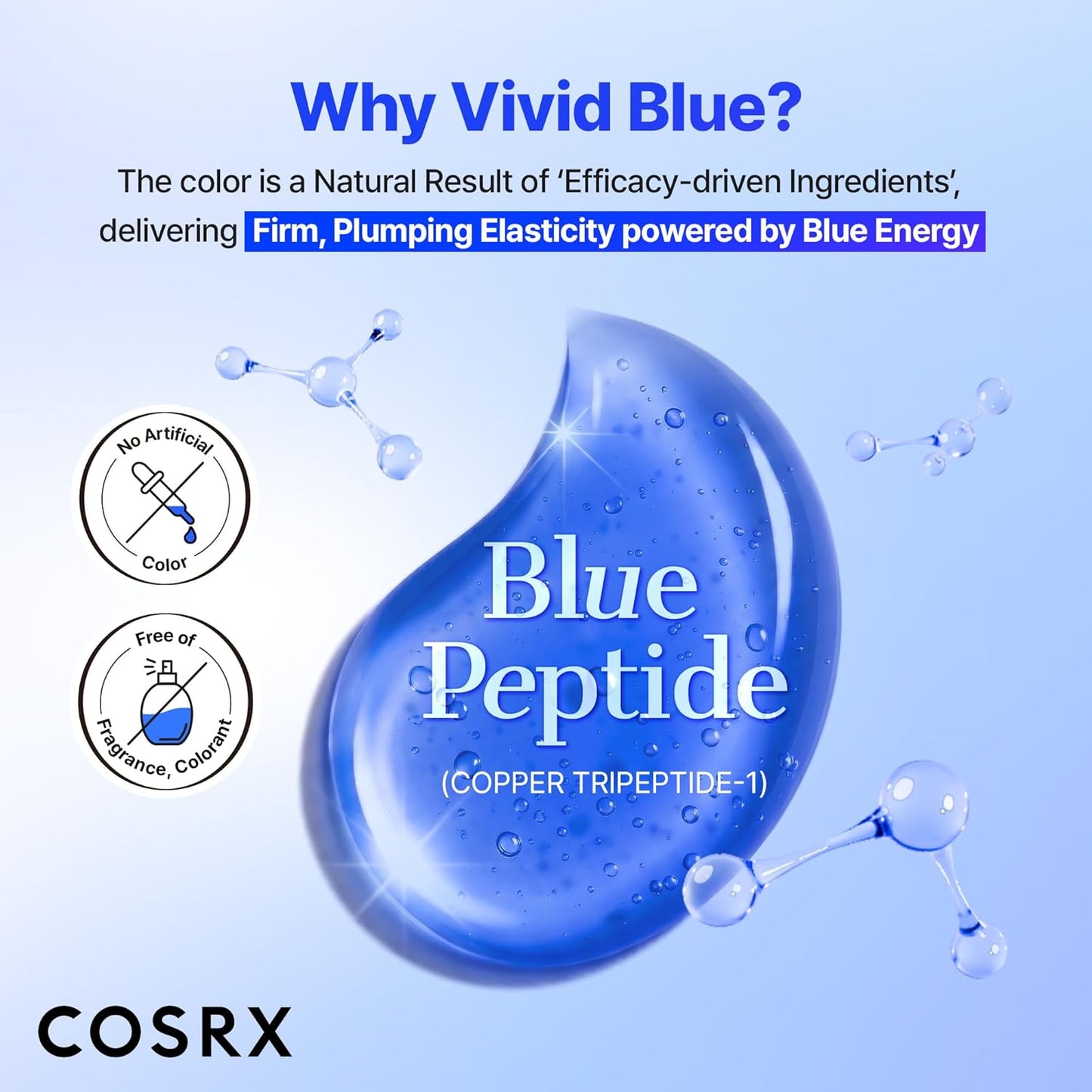 COSRX The Blue Peptide Bakuchiol Plump Glow Serum, Korean Peptide Plumping Serum for Face, GHK-Cu Copper Peptides with Bakuchiol, Anti-aging & Skin Firming Care, Korean Skin Care, 1.69 Fl Oz