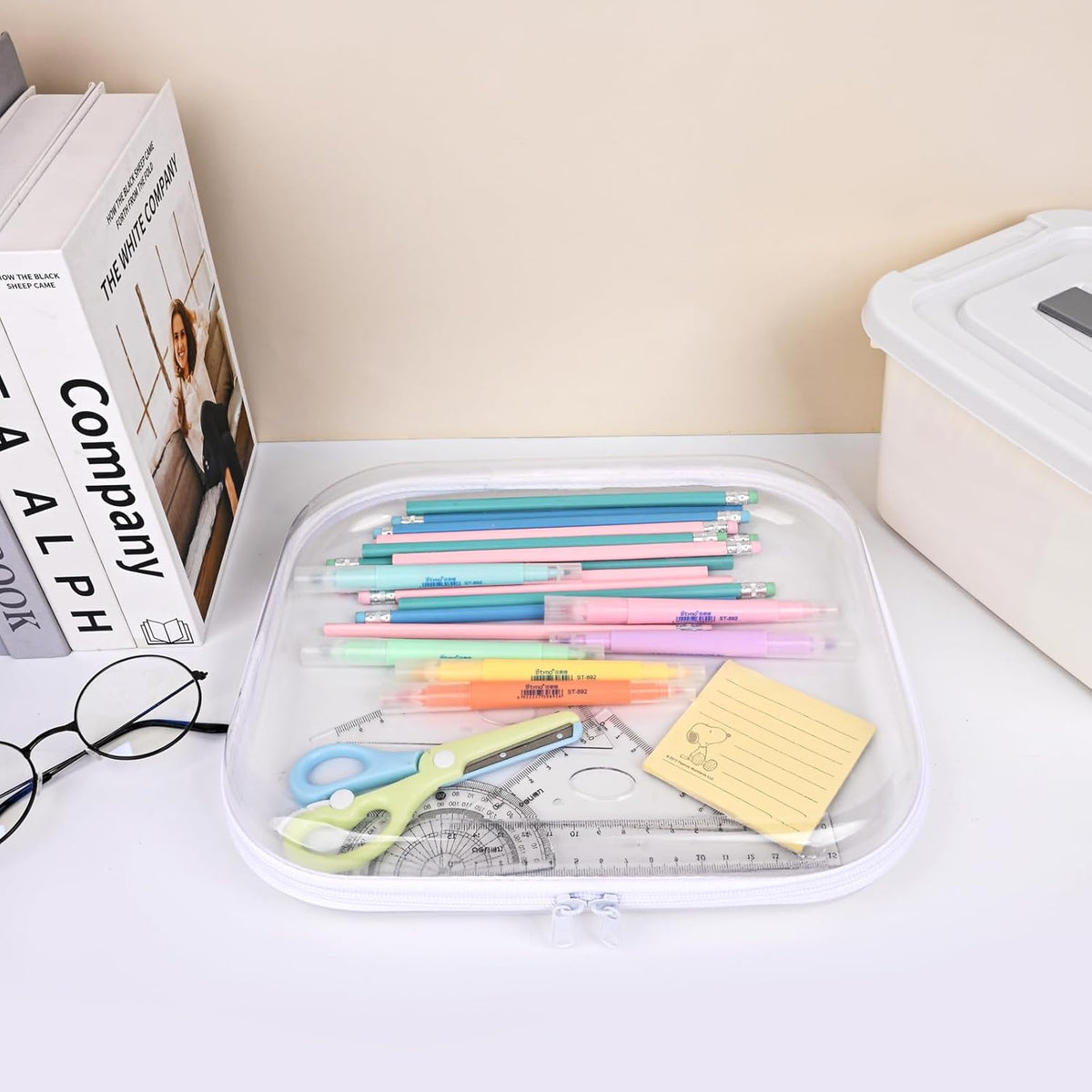 Clear Hard Shell Zipper Case,3PCS Transparent Clear Zipper Pouches,Hard Side Plastic Case Set,Portable Travel Storage Organizer Bins