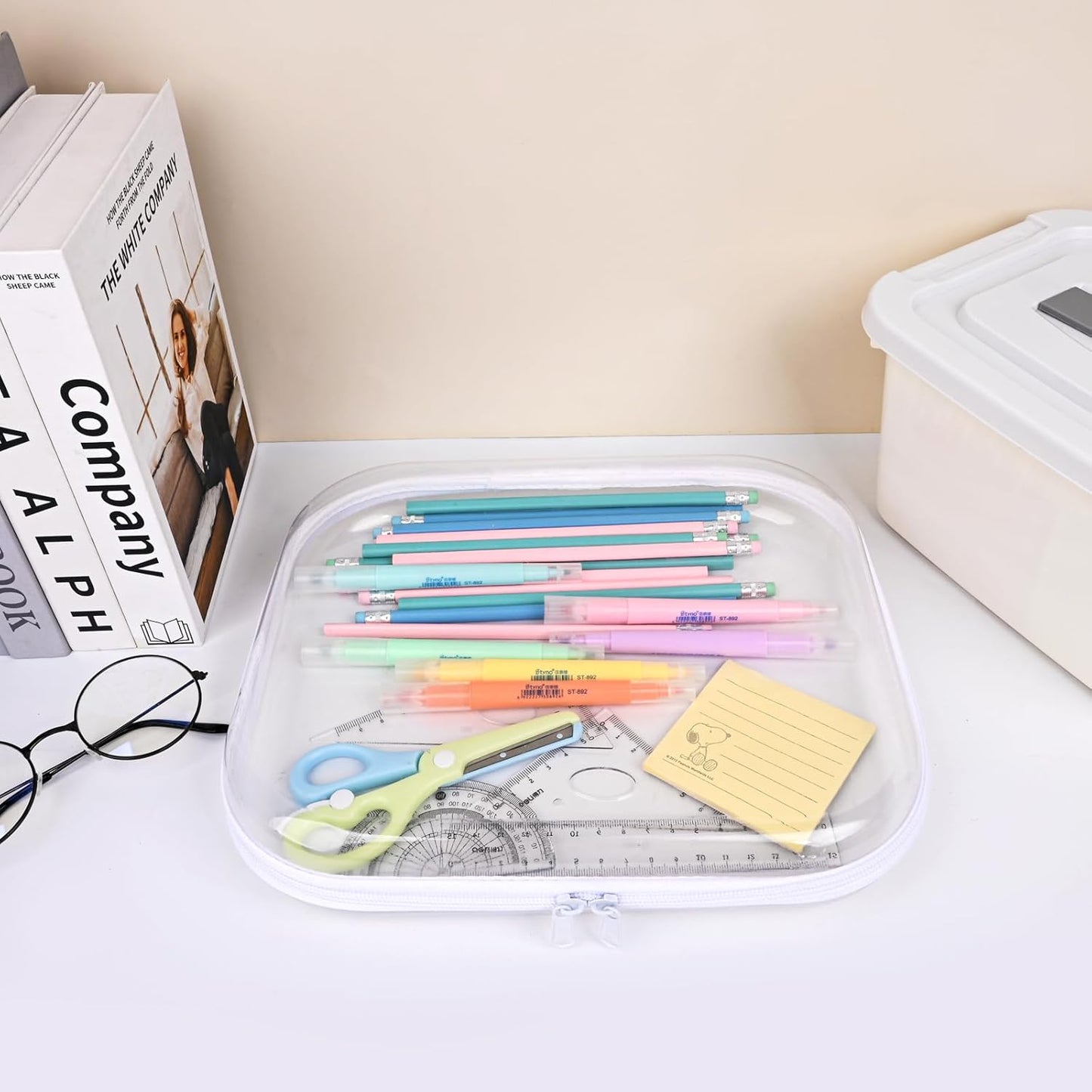 Clear Hard Shell Zipper Case,3PCS Transparent Clear Laser Zipper Pouches,Hard Side Plastic Case Set,Portable Travel Storage Organizer Bins