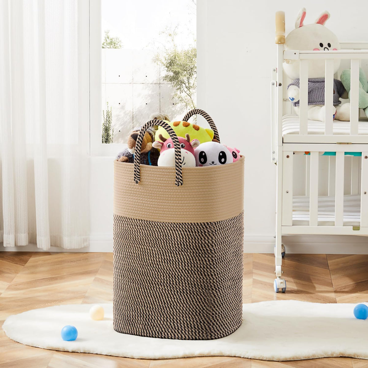 Artfeel Laundry Basket,Woven Cotton Rope Laundry Hamper,80L Versatile Storage for Dirty Clothes,Baby Toys,and Blankets in Bathroom, Nursery,and Living Room