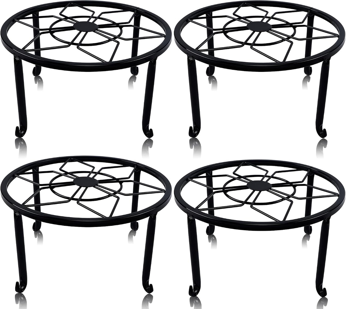 yosager 3 Pack Metal Plant Stands for Flower Pot, Heavy Duty Black Iron Potted Stand Holder, Indoor Outdoor Rustproof Metal Planter Container Round Supports Display Rack for Home & Garden Decor