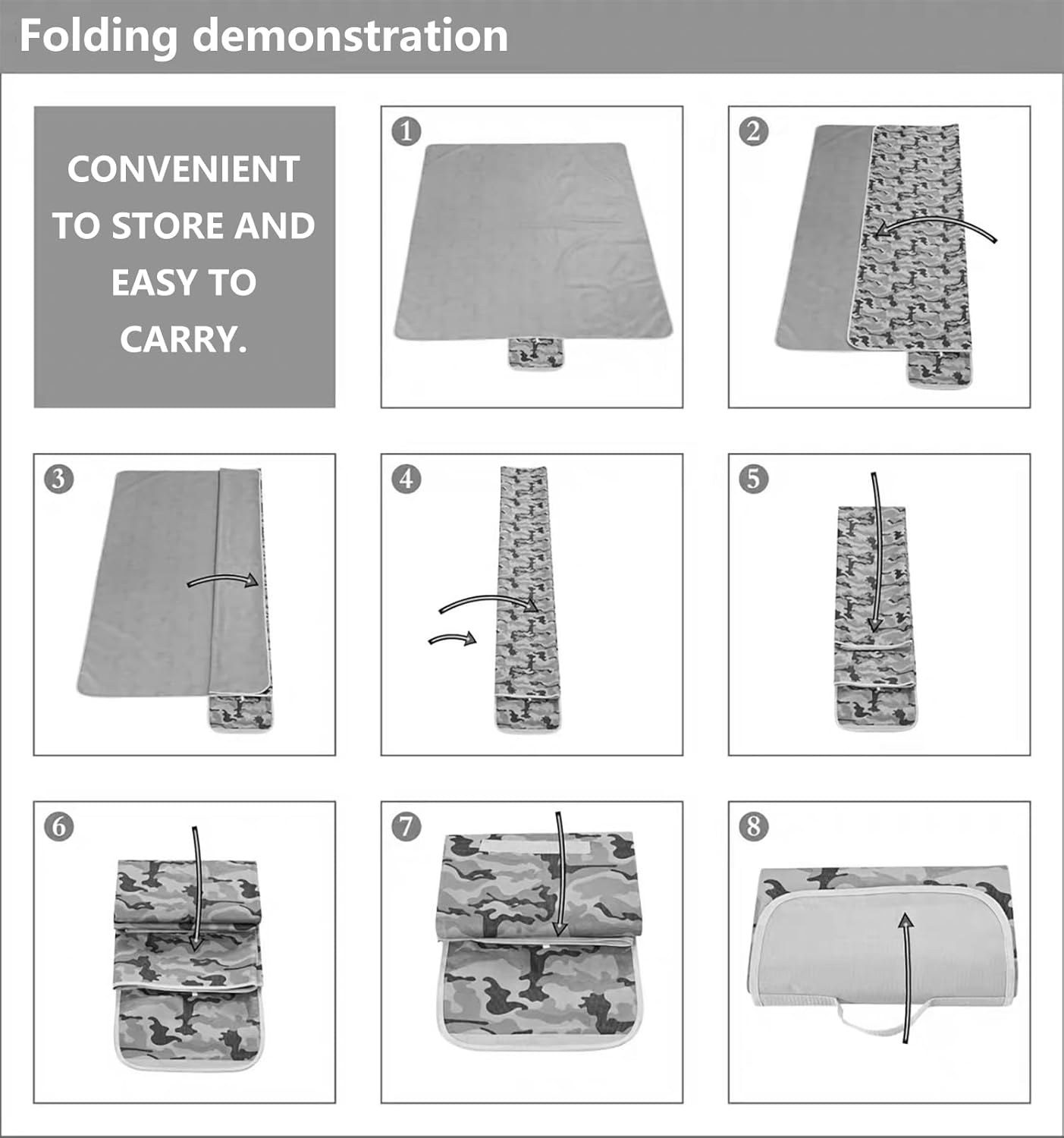 Wind Tour Waterproof Picnic Blanket with Carry Strap - Foldable Sandproof Outdoor Mat for Camping, Beach, Park - 59" x 71",Coffee Grid (Single Mat)