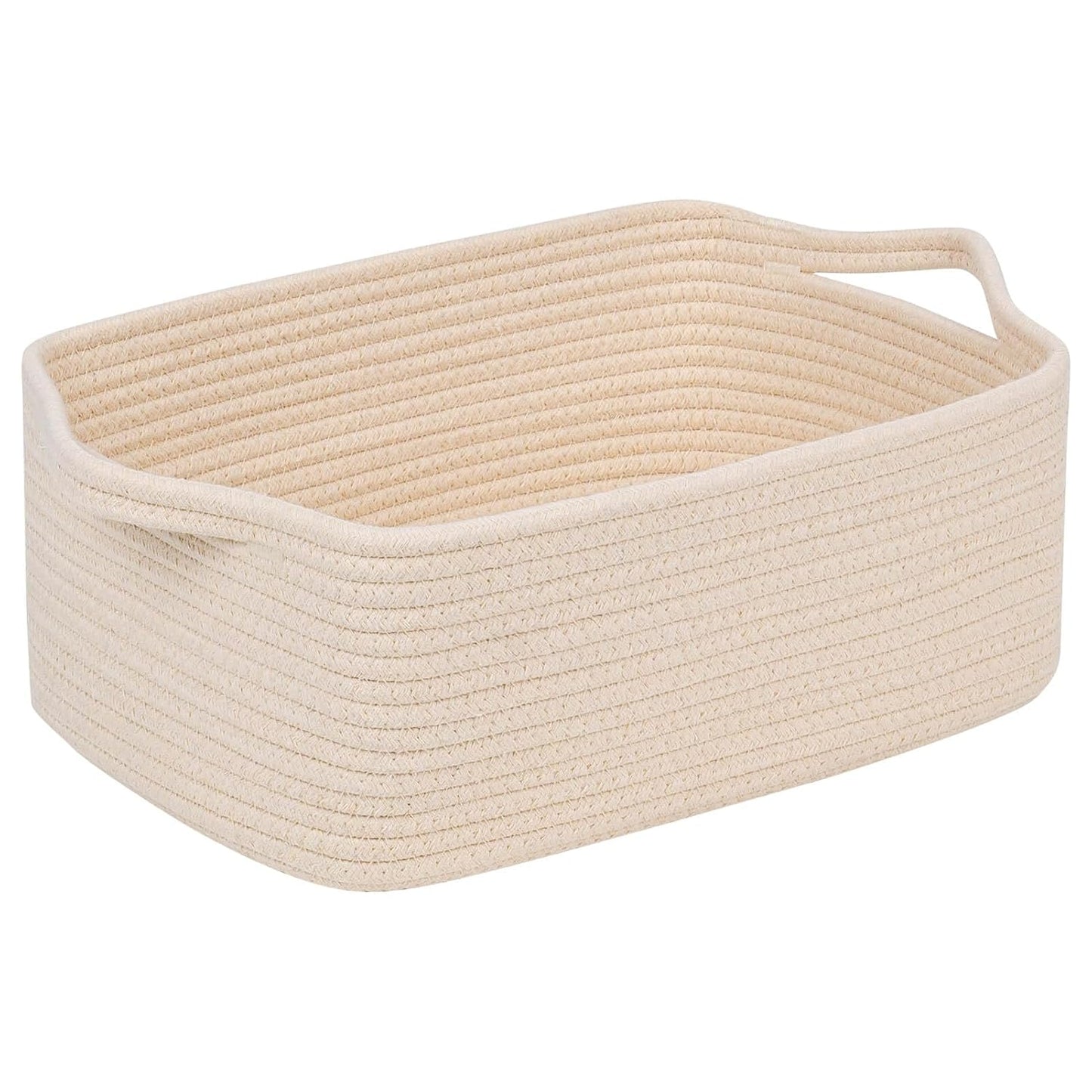 CubesLand Cube Storage Organizer Basket Bin, Cotton Rope Shelves Basket | Durable Woven Rectangular Shelf Basket for Organizing, Nursery Toys Basket, Pink Basket
