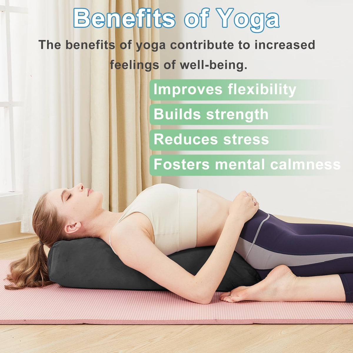Rectangular Yoga Bolster Pillow for Restorative Yoga