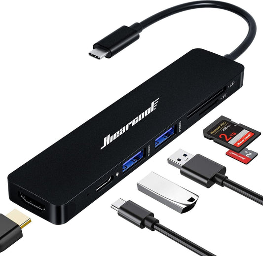 Hiearcool 7-in-1 USB C Hub, USB C Dongle Compatible for MacBook, Black