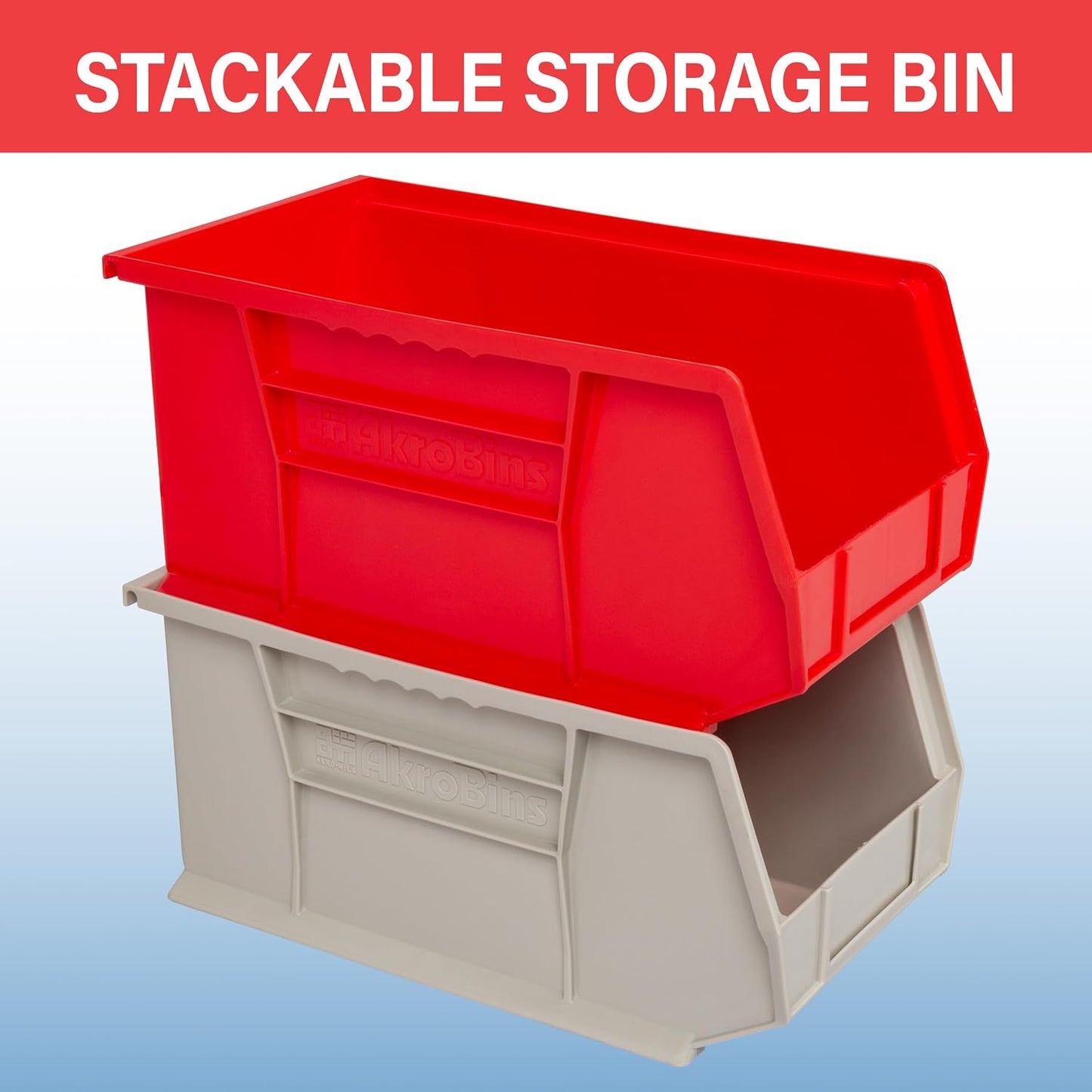 Akro-Mils 30240 AkroBins Plastic Storage Bins, 15"x8"x7", Black, 12-Pack