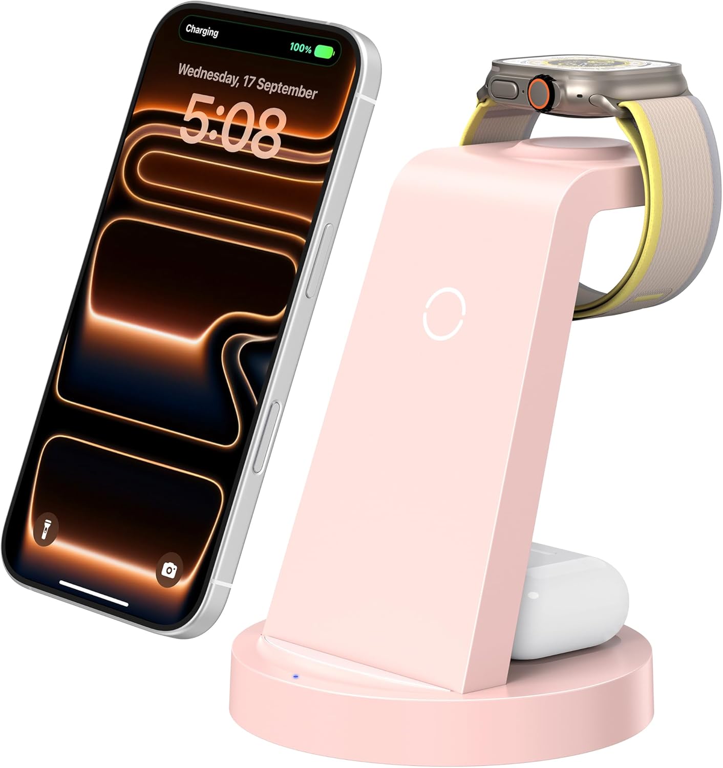 Anlmz 3 in 1 Charging Station for iPhone, Wireless Charger for iPhone 17 16e 16 15 14 13 12 11 X Pro Max & Apple Watch - Wireless Charging Station for AirPods 4 3 Pro