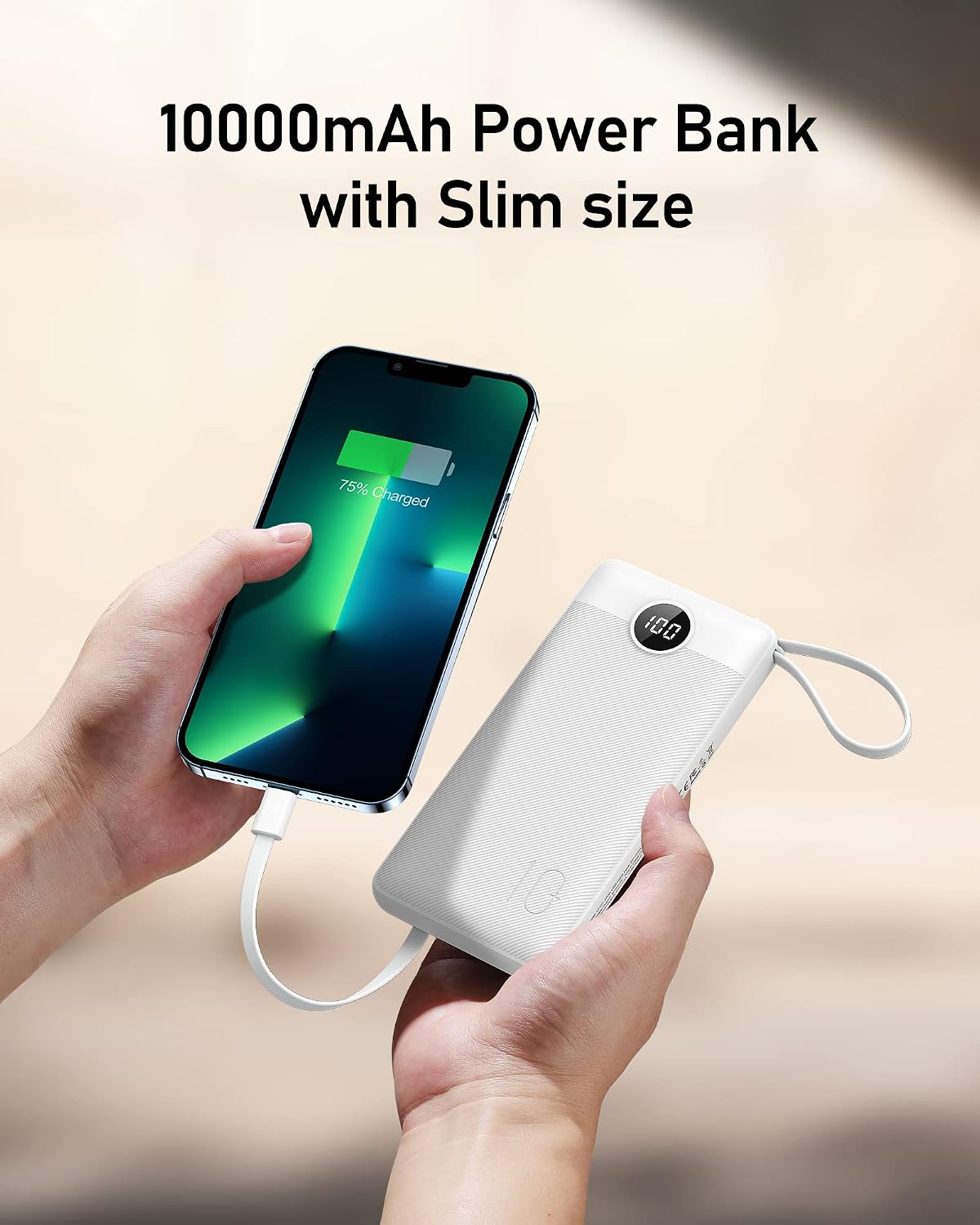 VEEKTOMX 10000mAh Portable Charger with 4 Built-in Cables