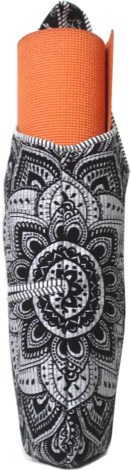 INDIAN CRAFT CASTLE Yoga Mat Bag | Tote Mat Bag | Sling Yoga Tote w/Large Side Pocket & Zipper Pocket | Yoga Mat Carrier Fits Most Size Mats