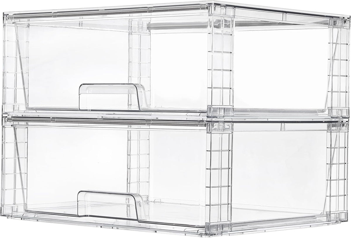 Vtopmart 6 Pack Large Clear Stackable Storage Drawers for Closet, Pantry
