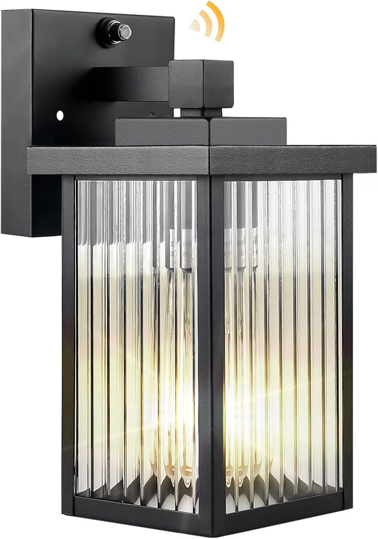 Dusk to Dawn Outdoor Wall Light Fixture, Waterproof Exterior Porch Light with Tempered Glass, Wall Lantern for House Front Door Garage Patio