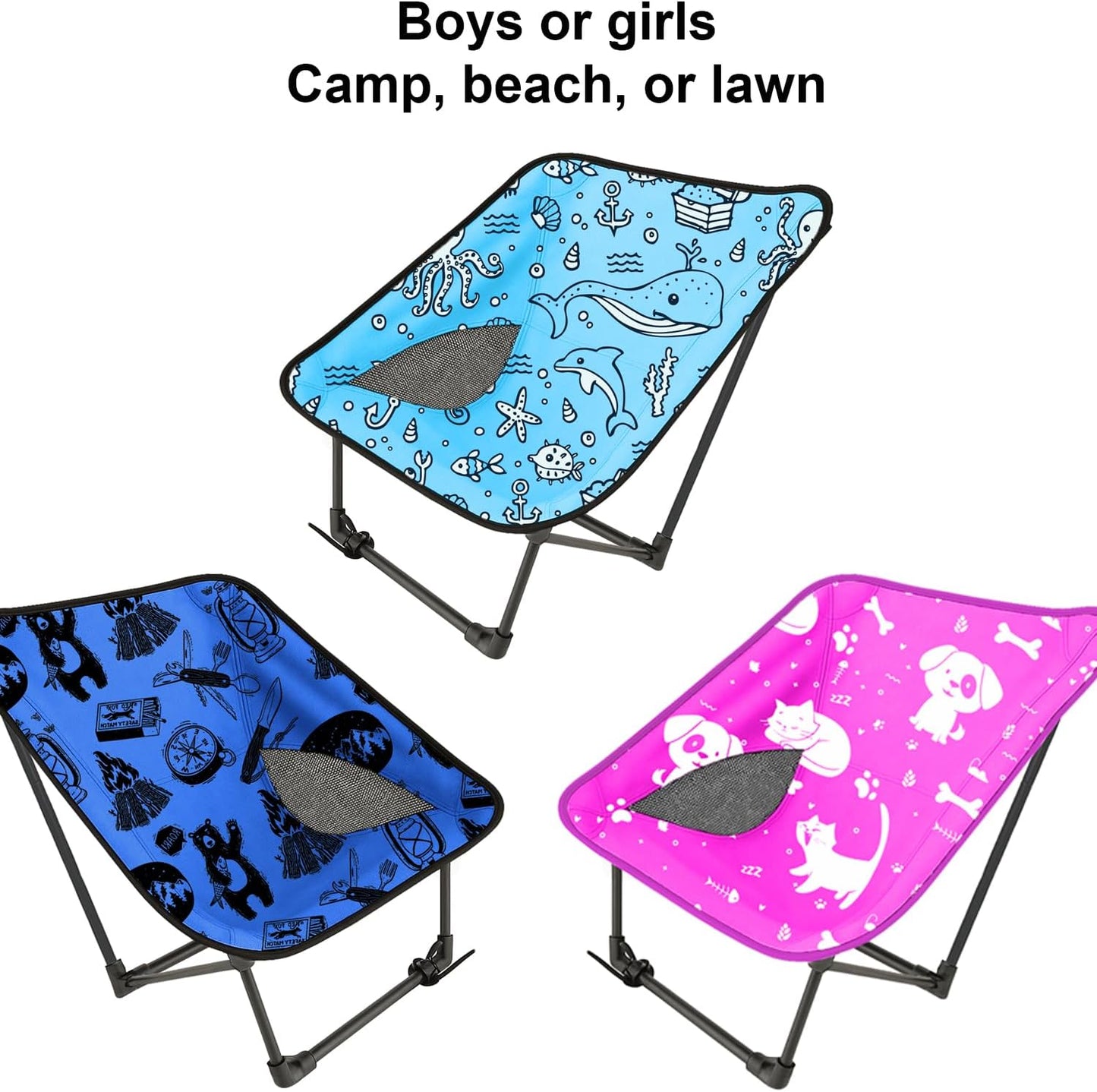 Youth and Kids Camping Chair | Ultra Lightweight, Foldable and Heavy Duty | Ideal Indoor/Outdoor Kid Chair for Camping, Beach, Sports and Lawn