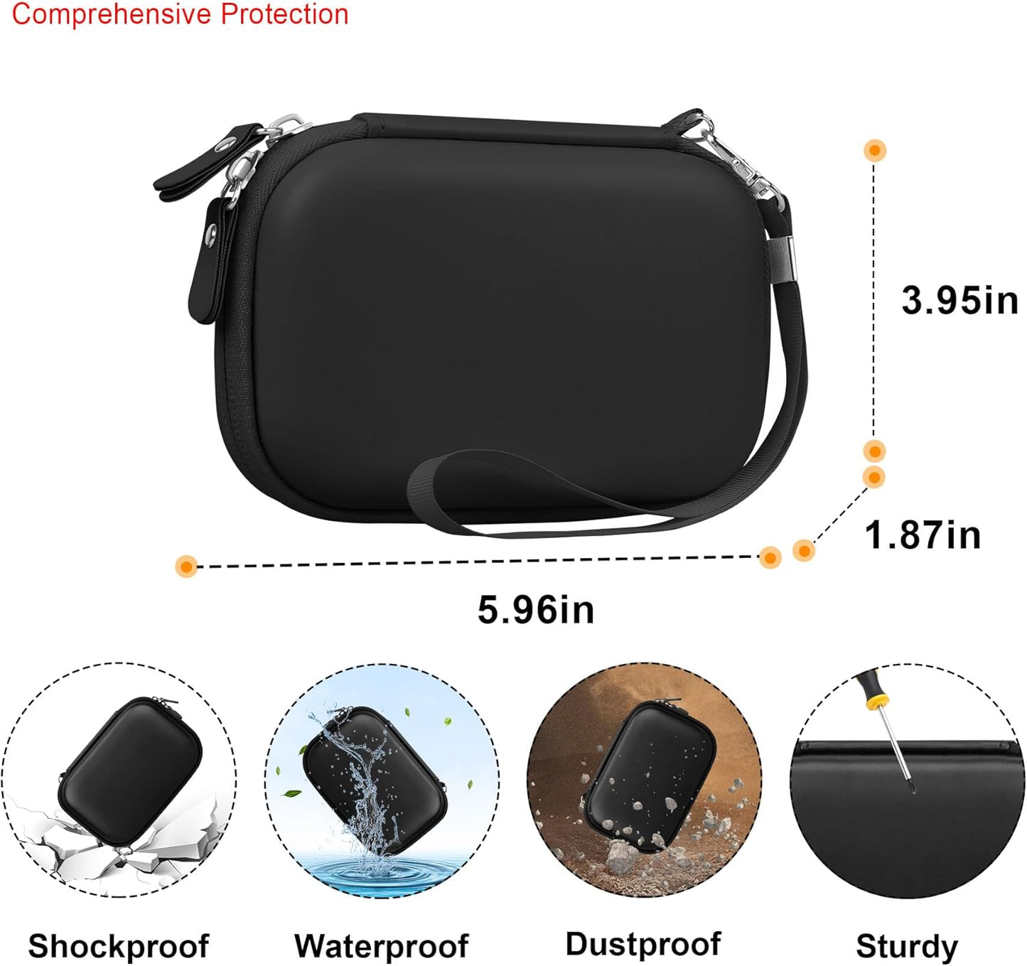Elonbo Camera Carrying Case for KODAK PIXPRO FZ55 / FZ53 / FZ45 / FZ43 16MP Digital Camera, Vlogging Camera Storage Holder Travel Bag, Mesh Bag Fits Batteries, Cable, Memory Card, Card Reader, Black