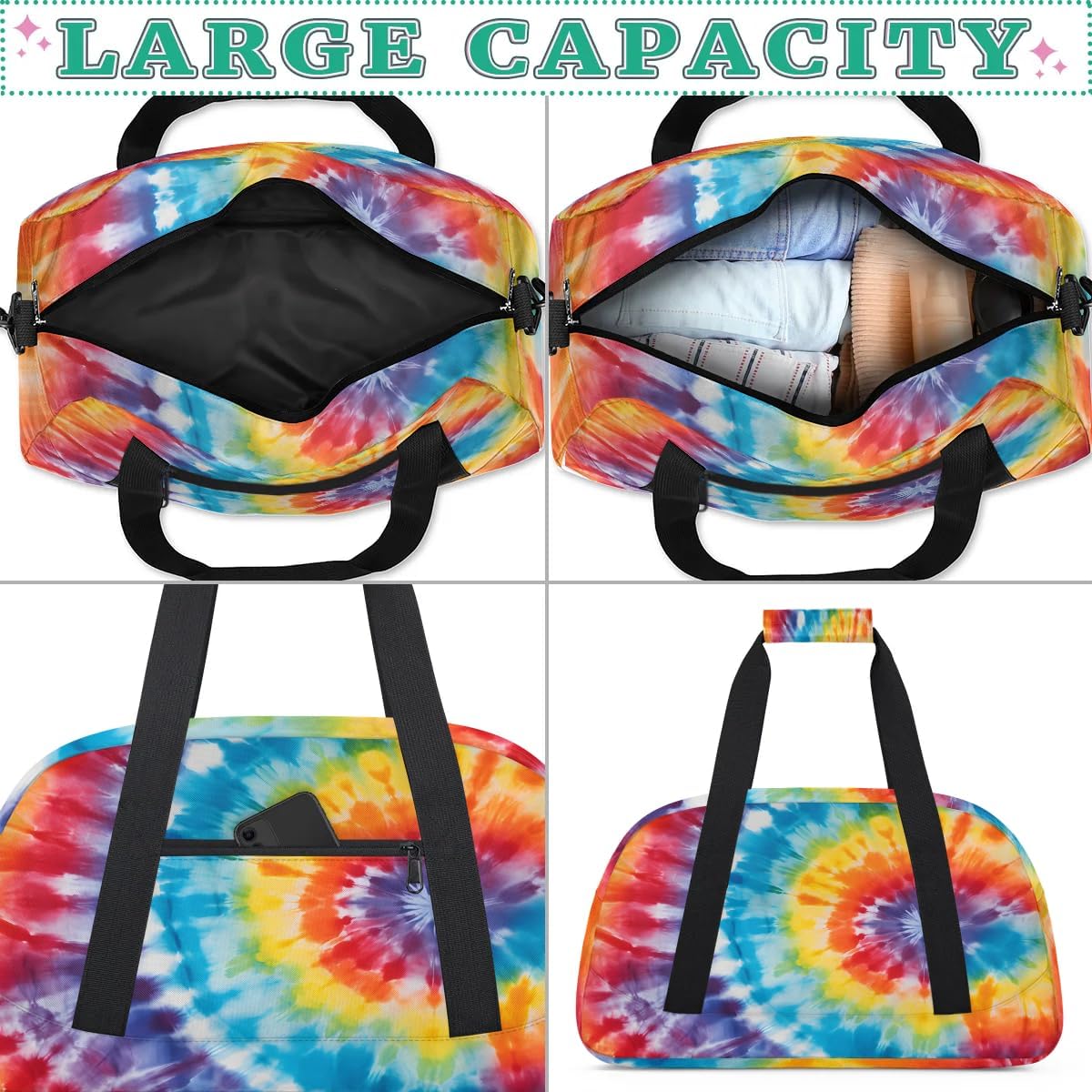 Sports Duffle Bags Travel Duffle Bag Gym Bag Abstract Tie Dye Weekender Travel Bag Waterproof Overnight Bag Carry On Travel Tote Bag Dance Bags